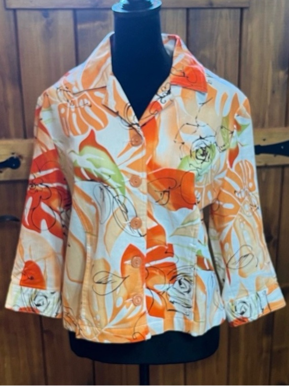 Company Collection size 4 lightweight casual blazer orange & white Floral print